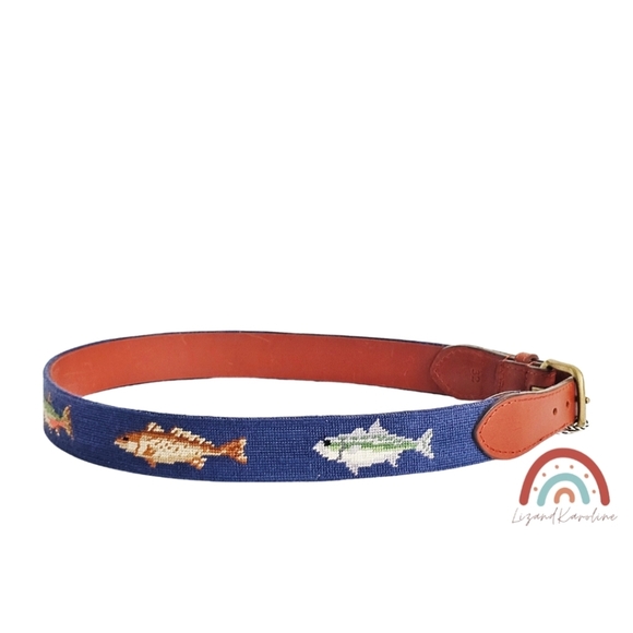 New! Smathers & Branson x J. Crew Fish Needlepoint Belt - Picture 6 of 16